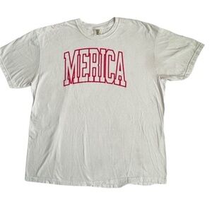 Comfort Colors White Merica Logo Heavyweight T-Shirt SZ 2XL